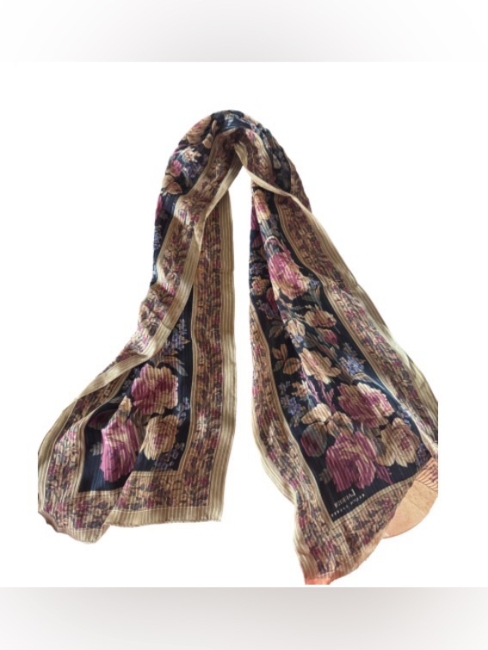 Lauren Ralph Lauren Floral Border Scarf in Black, Pink and Gold Tones - Picture 3 of 7
